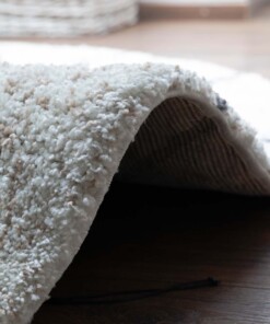 Tappeto a rombi rotondo a pelo lungo Artisan - Bianco/Grigio - close up, thumbnail