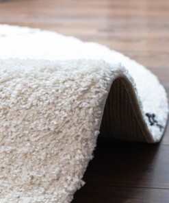 Tappeto berbero rotondo a pelo lungo Artisan - Bianco/Nero - close up, thumbnail