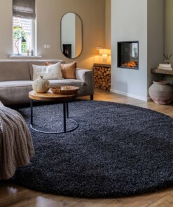 Tappeto rotondo a pelo lungo Shaggy Grand - Antracite - sfeer