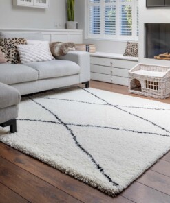 Tappeto quadrato berbero a pelo lungo Artisan - Bianco/Nero - sfeer Tappeto quadrato berbero a pelo lungo Artisan - Bianco/Nero - sfeer