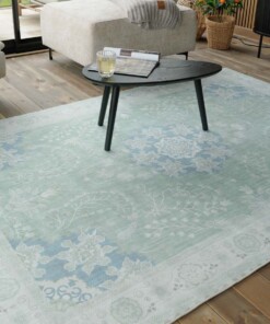 Tappeto da esterno vintage - Valenca Luna verde salvia - close up, thumbnail