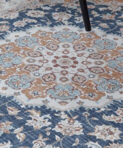 Tappeto da esterno vintage - Valenca Nova oro/blu - close up, thumbnail