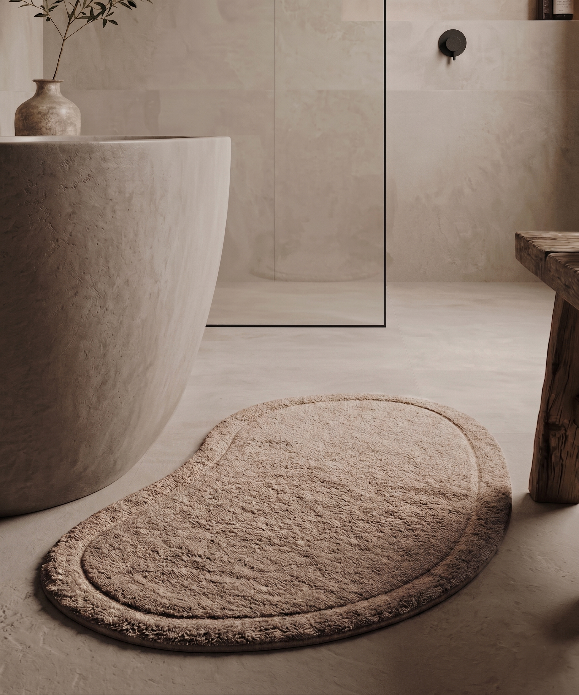 Tappeto da bagno organico - Lunja Pebble beige - sfeer Tappeto da bagno organico - Lunja Pebble beige - sfeer