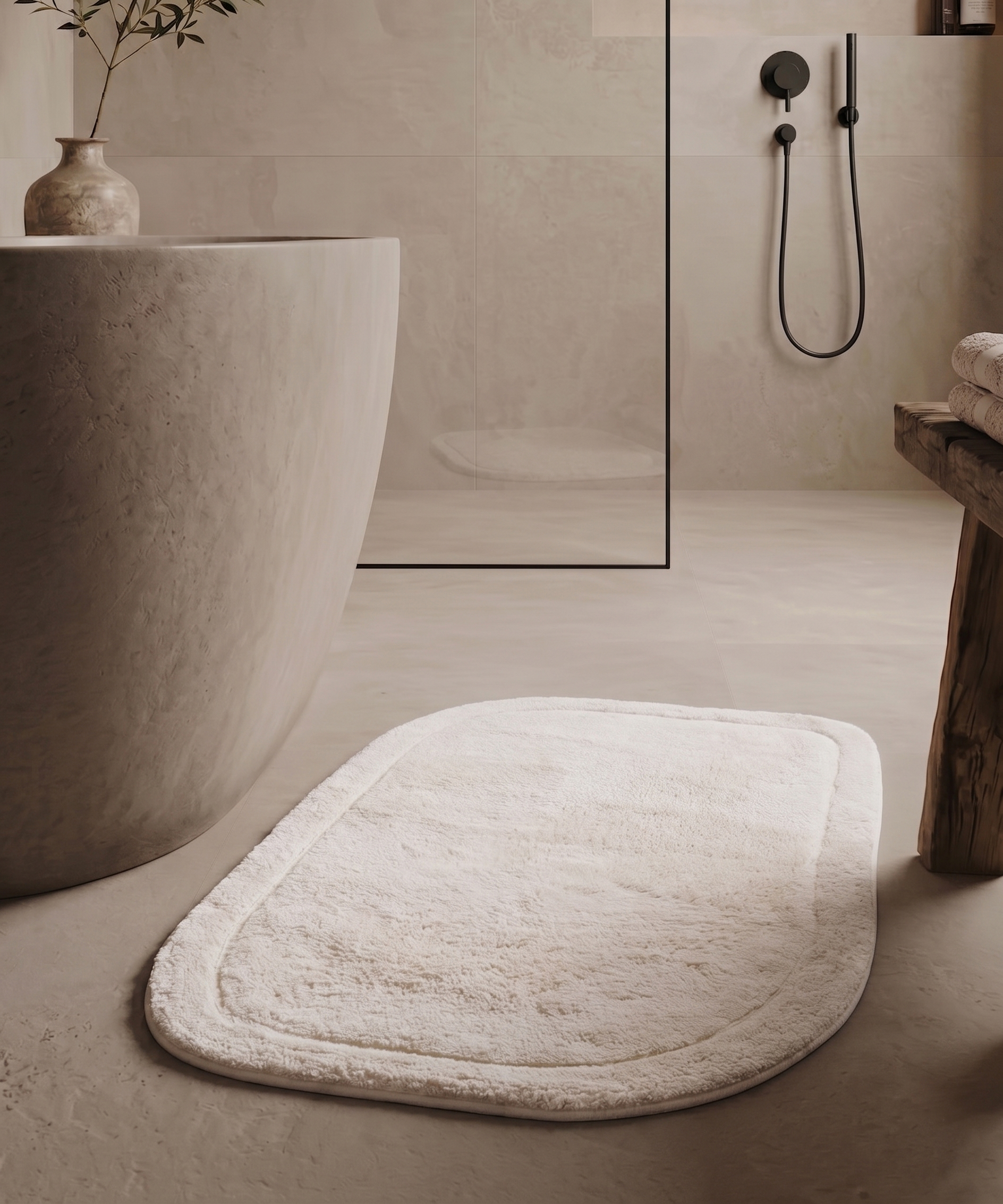 Tappeto da bagno organico - Lunja avorio - sfeer Tappeto da bagno organico - Lunja avorio - sfeer