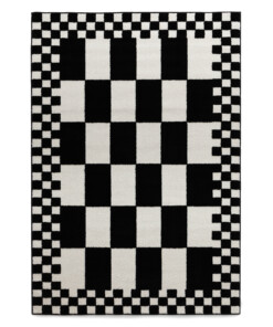 Tappeto a scacchi - Nivo Maeve bianco/nero - overzicht