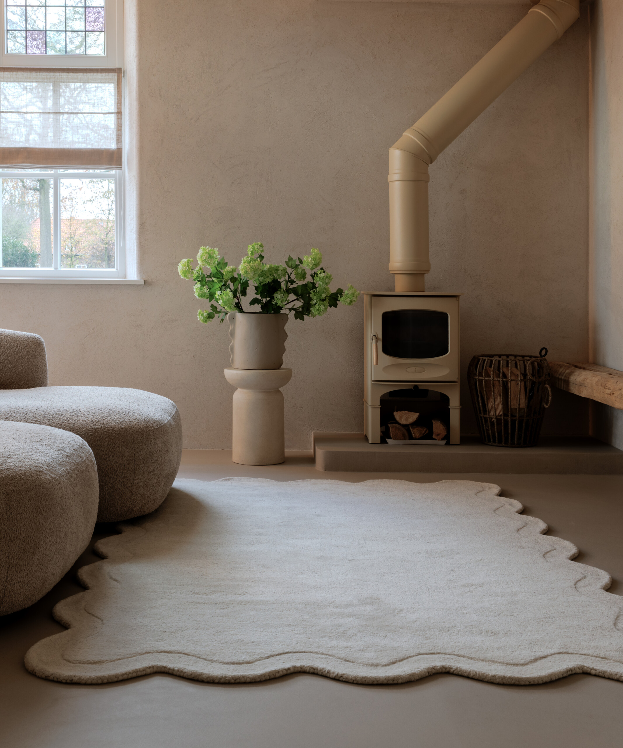 Tappeto design forma organica - Balans Swirl avorio - sfeer Tappeto design forma organica - Balans Swirl avorio - sfeer