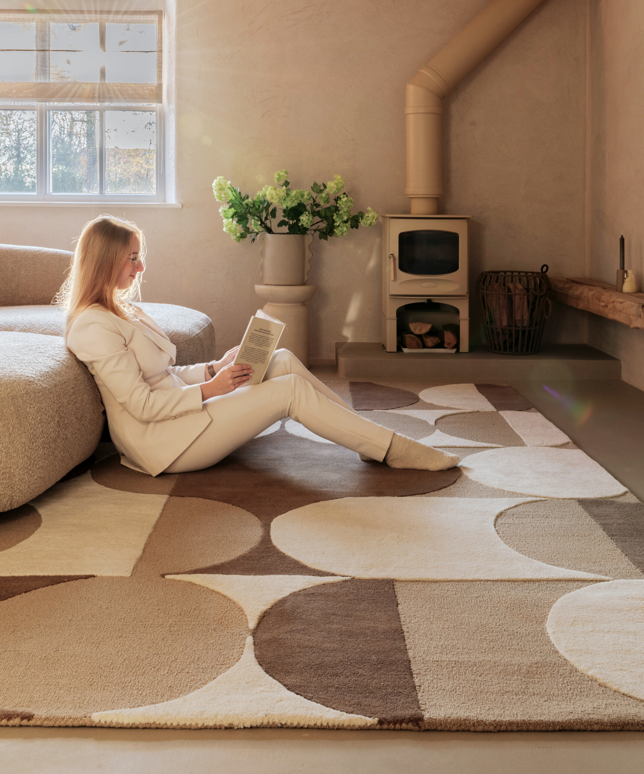 Tappeto retrò - Summit Circles beige - sfeer Tappeto retrò - Summit Circles beige - sfeer