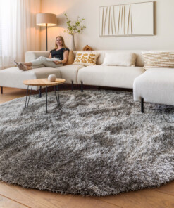 Tappeto rotondo a pelo lungo - Posh Velours Grigio - sfeer