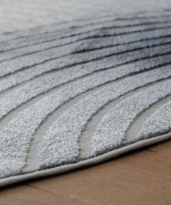 Tappeto stile scandinavo rotondo - Contour Curve Grigio - close up