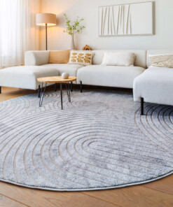Tappeto stile scandinavo rotondo - Contour Curve Grigio - sfeer
