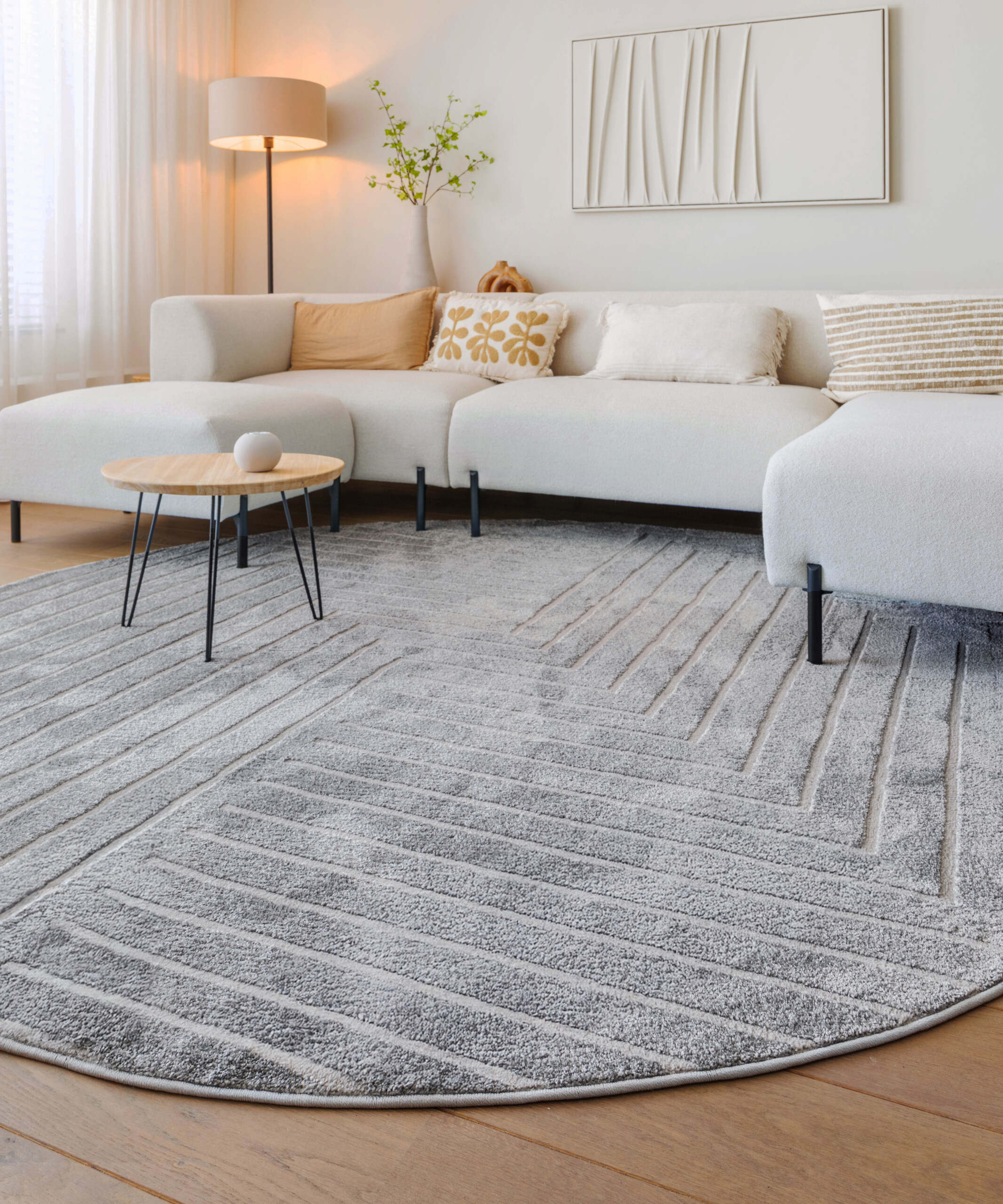 Tappeto stile scandinavo rotondo - Contour Edge Grigio - sfeer Tappeto stile scandinavo rotondo - Contour Edge Grigio - sfeer