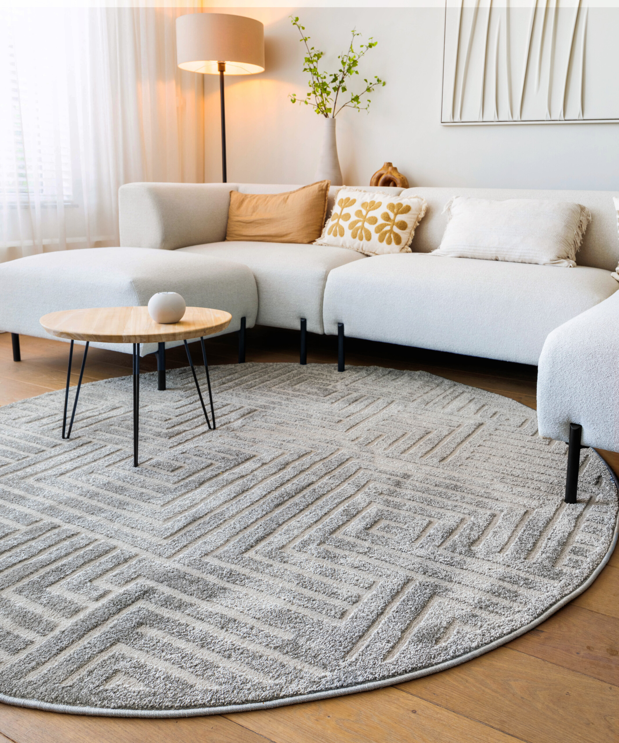 Tappeto stile scandinavo rotondo - Contour Gem Grigio - sfeer Tappeto stile scandinavo rotondo - Contour Gem Grigio - sfeer