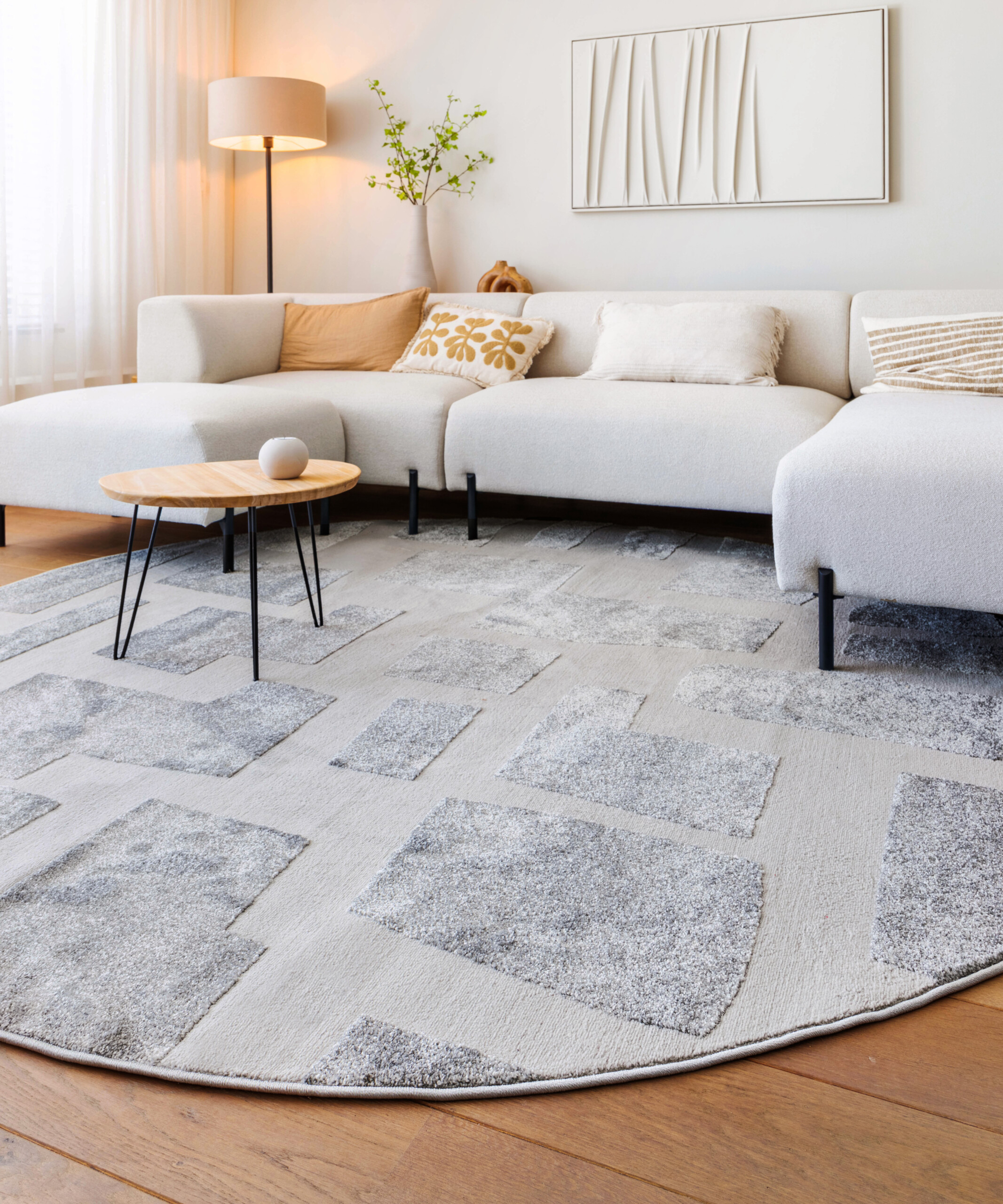 Tappeto stile scandinavo rotondo - Contour Stone Grigio - sfeer Tappeto stile scandinavo rotondo - Contour Stone Grigio - sfeer
