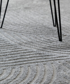 Tappeto stile scandinavo rotondo - Contour Bend Grigio - close up, thumbnail