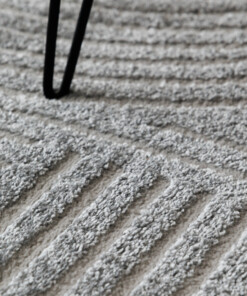 Tappeto stile scandinavo rotondo - Contour Bend Grigio - close up, thumbnail