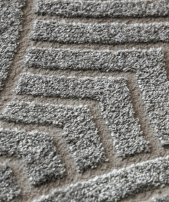 Tappeto stile scandinavo rotondo - Contour Curve Grigio - close up, thumbnail