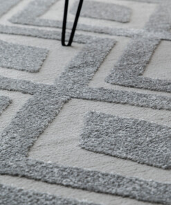 Tappeto stile scandinavo rotondo - Contour Diamond Grigio - close up, thumbnail
