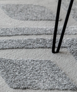 Tappeto stile scandinavo rotondo - Contour Diamond Grigio - close up, thumbnail