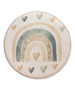 Tappeto rotondo bambini - Pluffy Heart crema/multi - overzicht, thumbnail