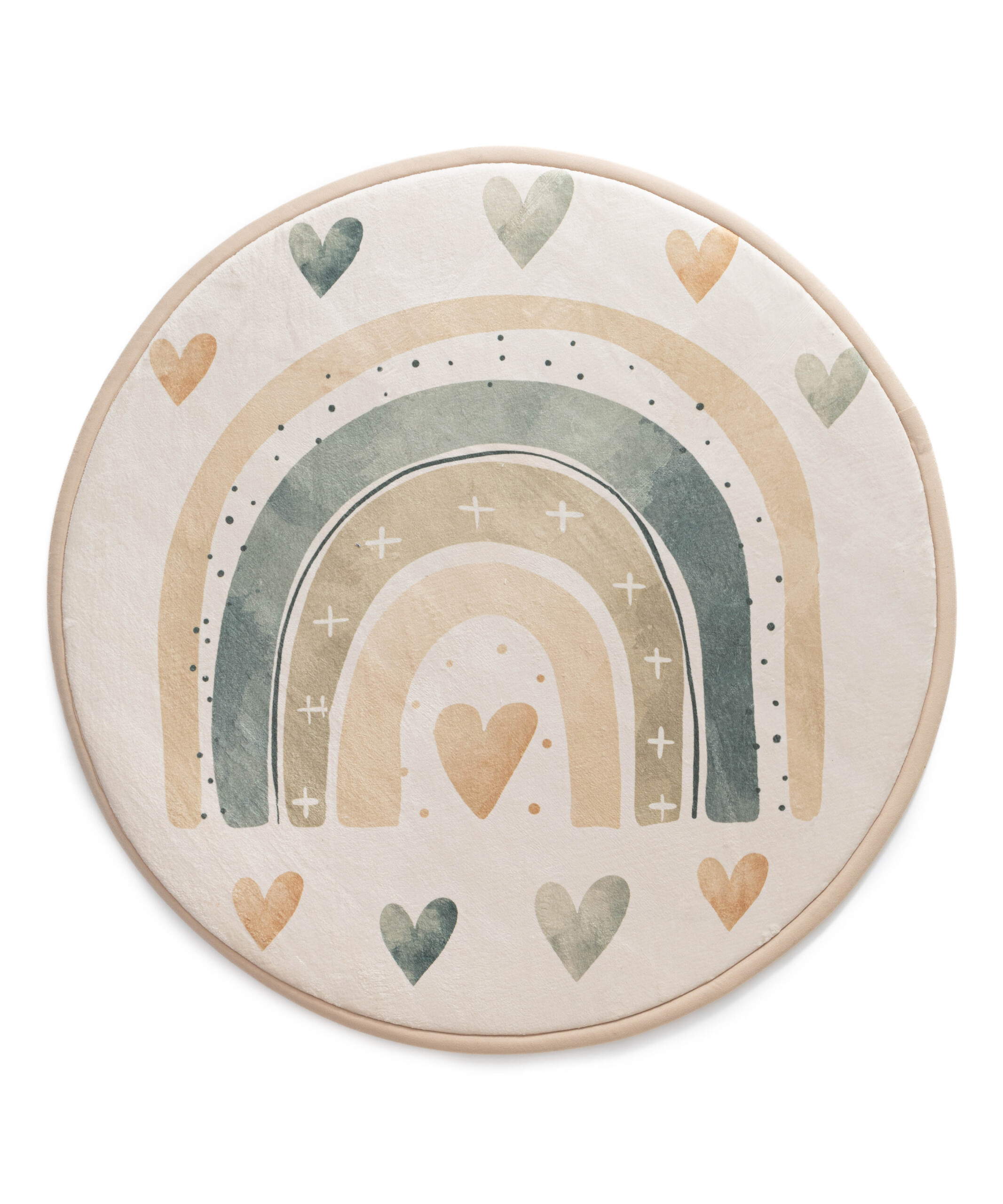 Tappeto rotondo bambini - Pluffy Heart crema/multi - overzicht Tappeto rotondo bambini - Pluffy Heart crema/multi - overzicht