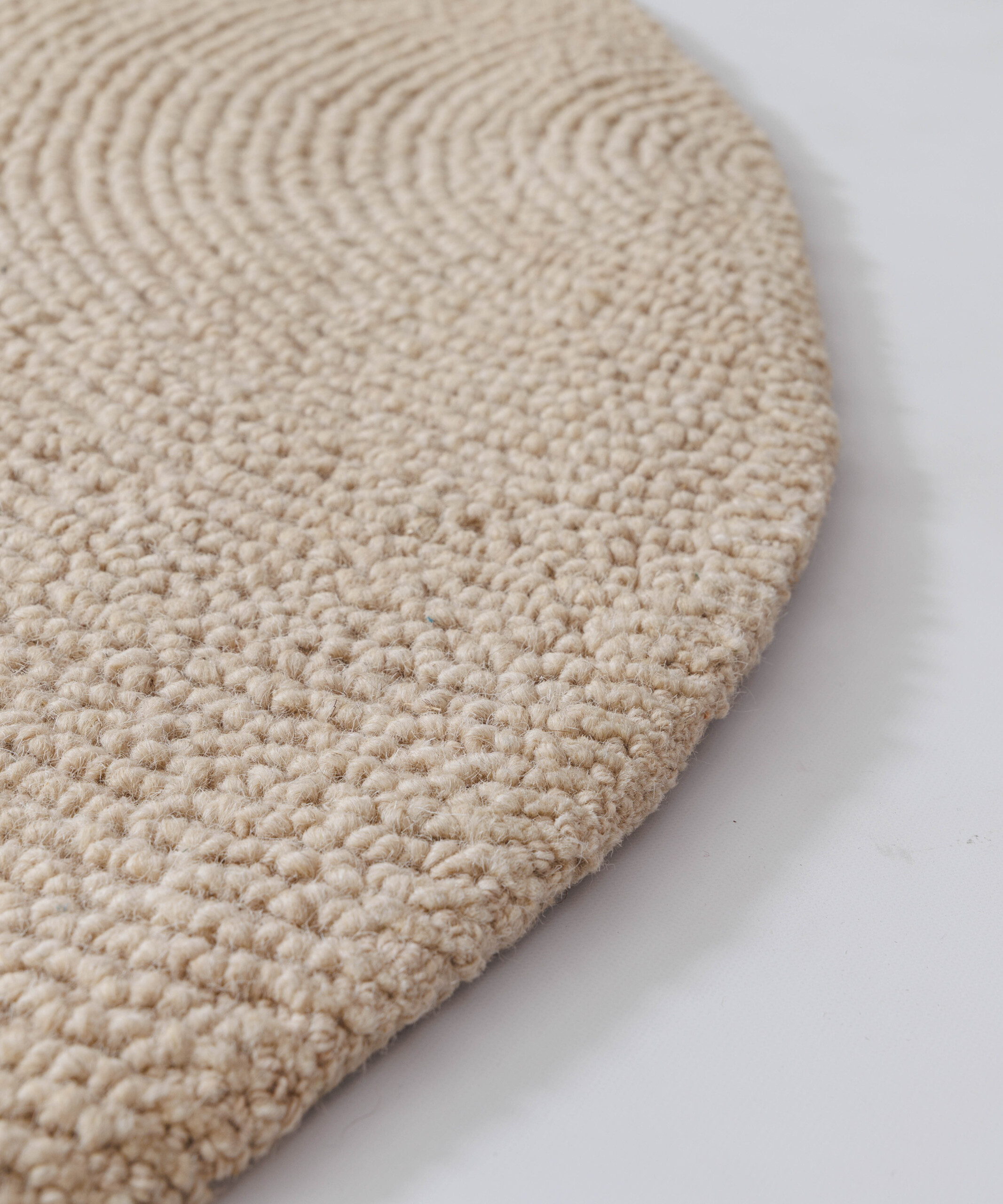 Tappeto rotondo in lana - Tvist beige chiaro - close up Tappeto rotondo in lana - Tvist beige chiaro - close up